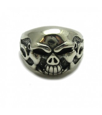 R000207 Sterling Silver Biker Ring Stamped Solid 925 Skull Perfect Quality Empress